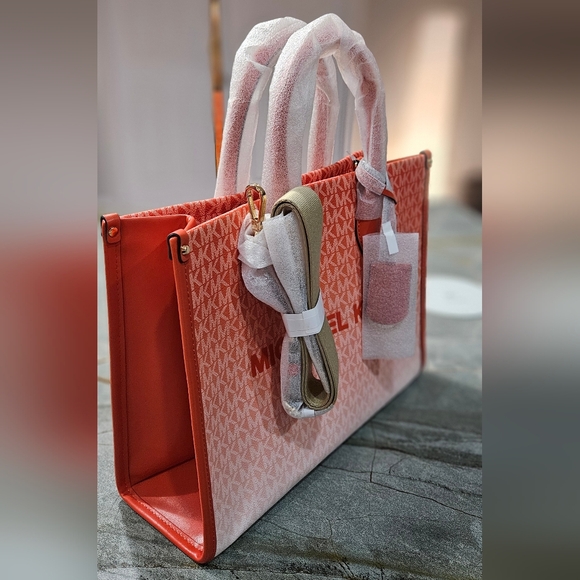 Michael Kors Mirella Ombre Coral and White Tote/Crossbody Bag NWT - Picture 11 of 16